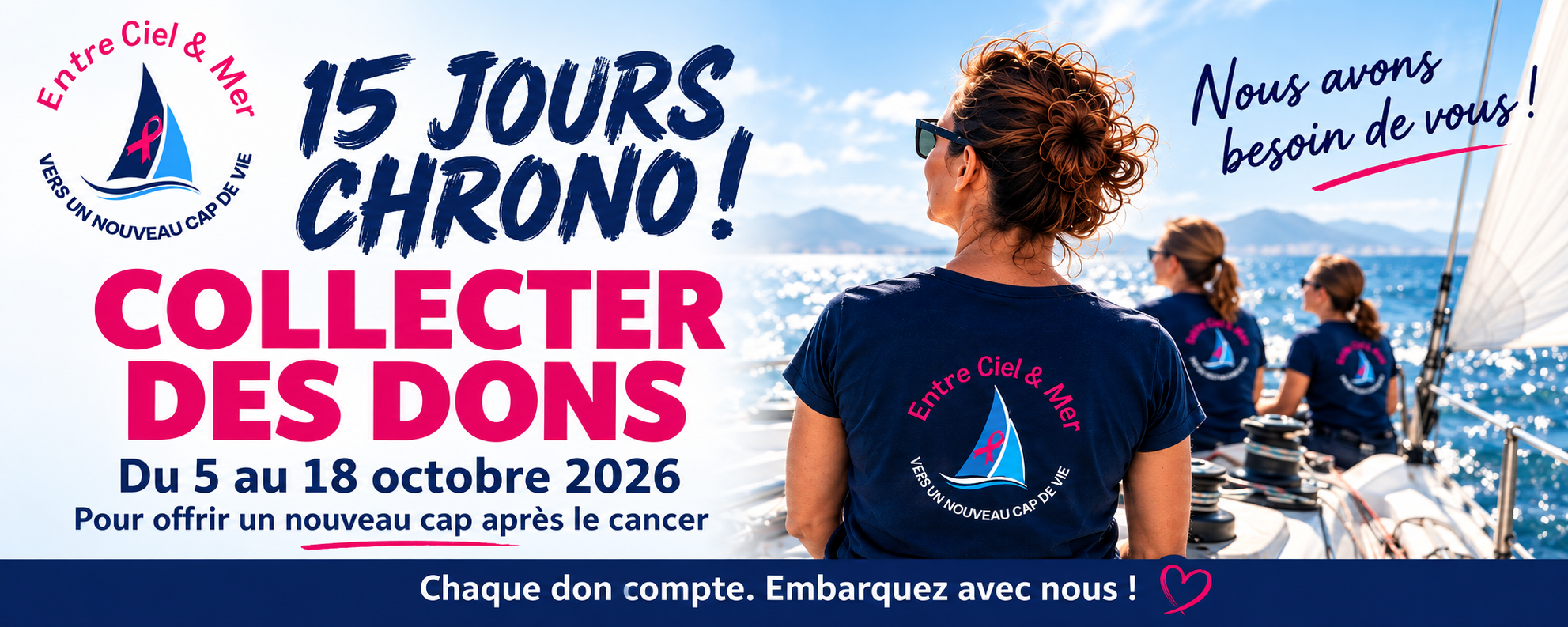 Voiles solidaires, cap sur l’espoir Bandeau collecte de dons
